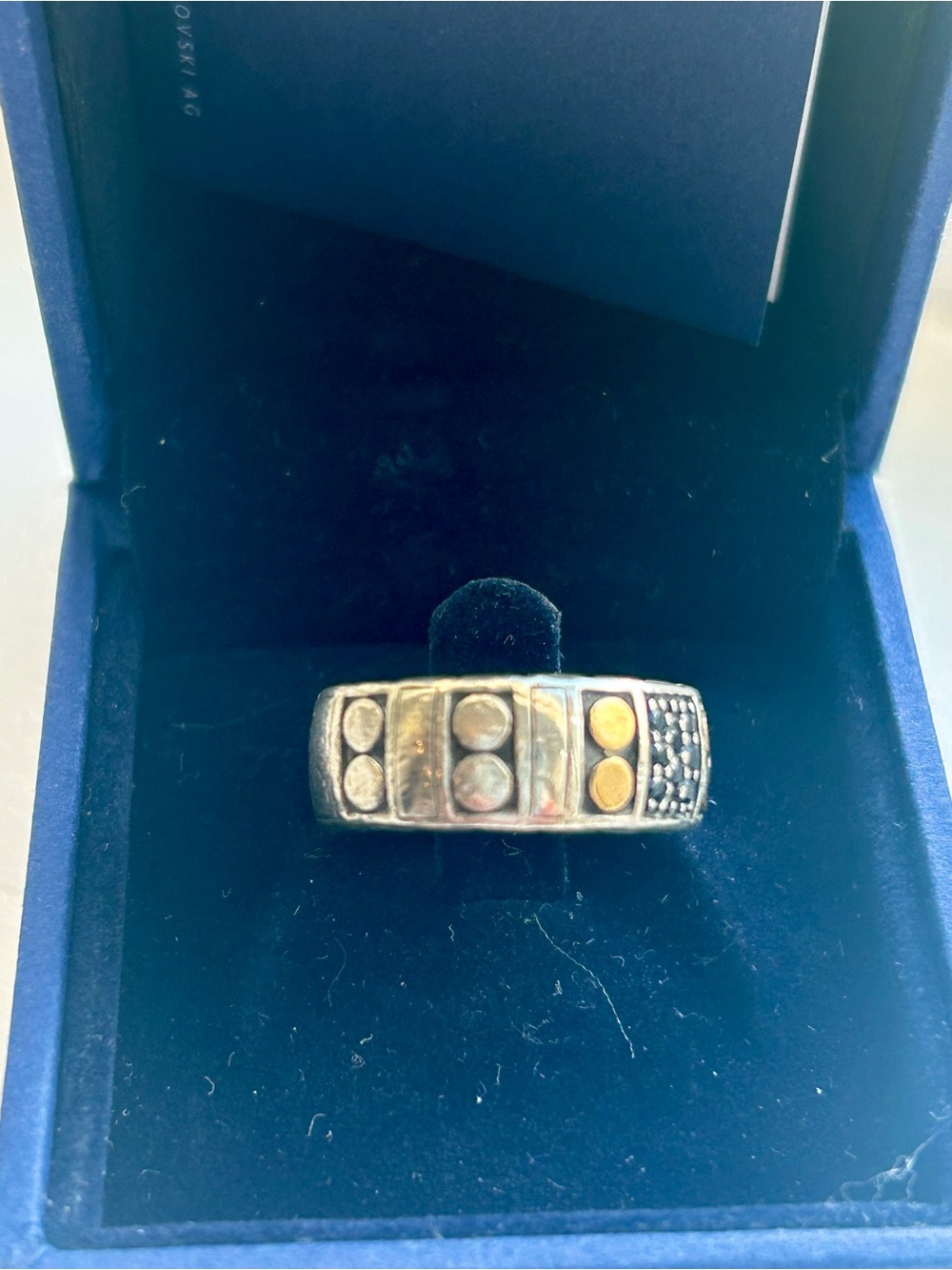 John Hardy Accent Band Ring - black diamonds , Gold & silver. Size 7 - Picture 7 of 8